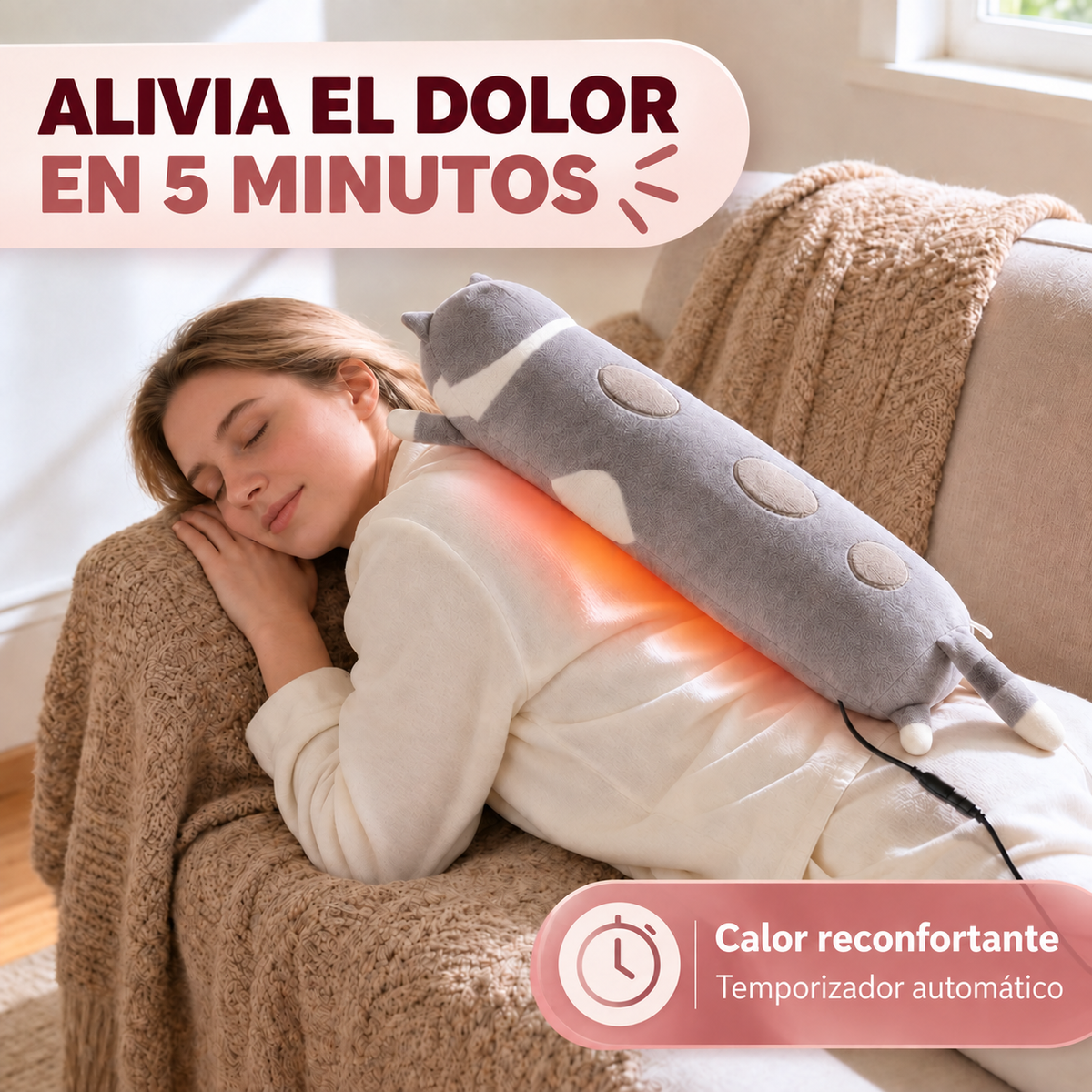 Almohada de Gato con Calefacción USB.